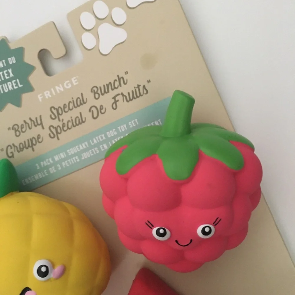 Dog Toys 3 Squeaky Latex “Berry Special Bunch” Fetch and Play NEW | Fringe
